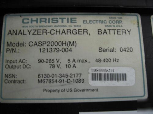 Christie casp 2000 h (m) battery analyzer - charger
