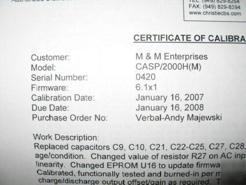 Christie casp 2000 h (m) battery analyzer - charger