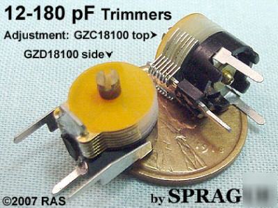 (6) 12-180 pf trimmer capacitors - sprague, 2 styles