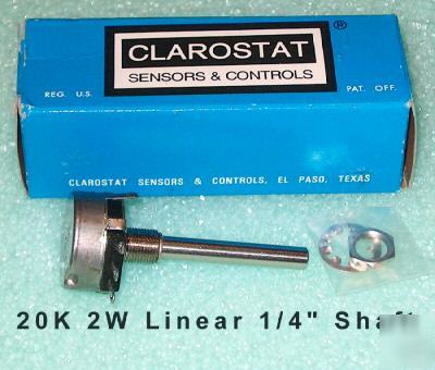 Clarostat 53C120K potentiometer 20KOHM 2W linear pnlmt