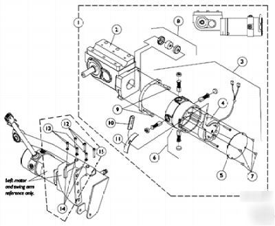 Dc motor and drive, invacare, 1109164, 18.2RPM, left