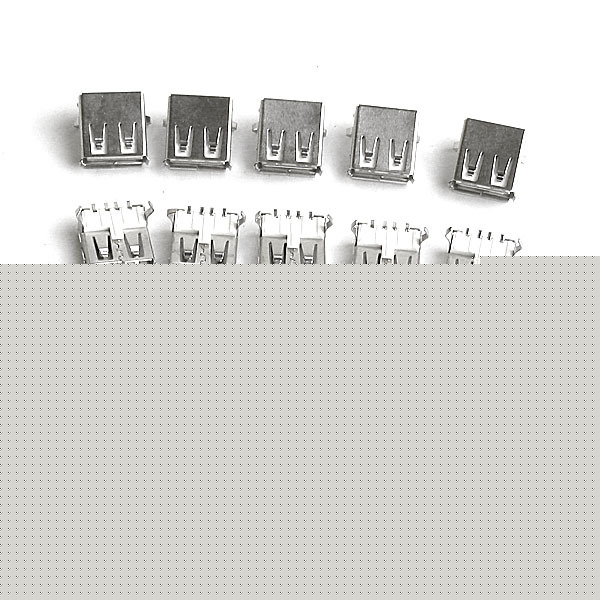 Set of 20 usb type-a female right angle pcb mount jack