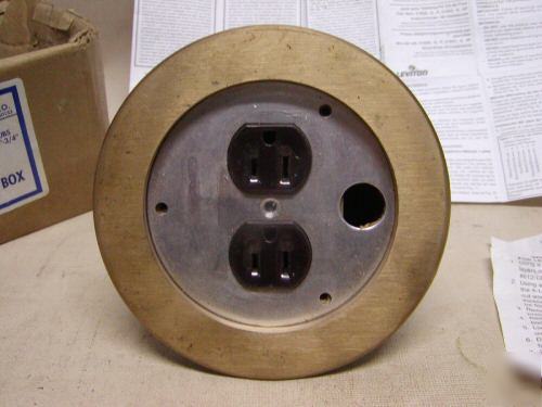 New lew brass flush floor box electrical outlet 