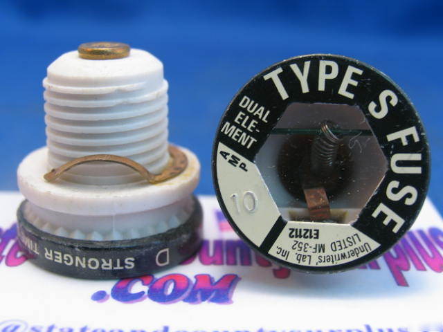 10 amp screw in ceramic plug fuse #910 type s 125VAC