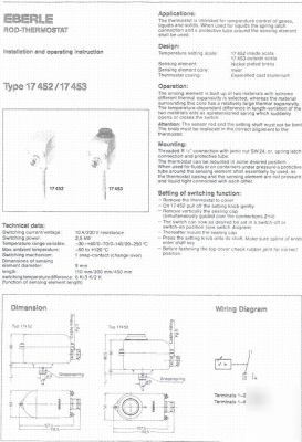 Eberle rod thermostat 1745 temperaturregler