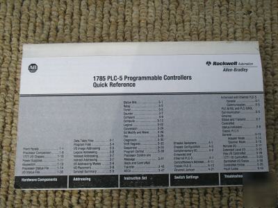 1785 PLC5 programmable controllers quick reference book