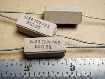 90 ohm 5% @ 5 watts trw ww power resistor s (25PCS)