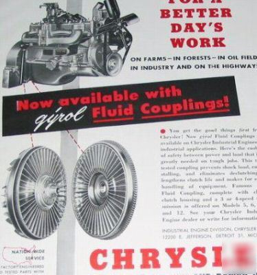 Chrysler industrial v-8 pedigree engines 5 1950S ads