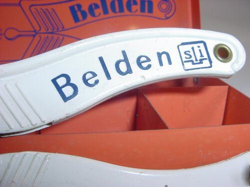 Vintage belden wire strippers with metal box