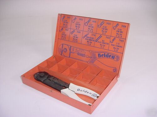 Vintage belden wire strippers with metal box