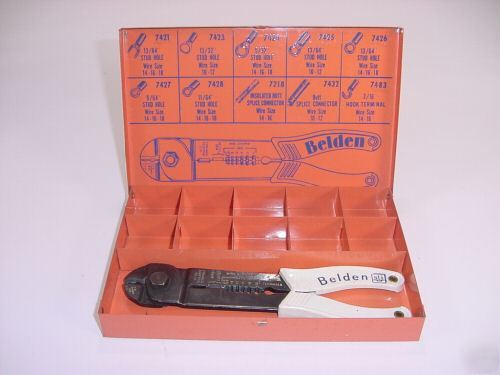 Vintage belden wire strippers with metal box