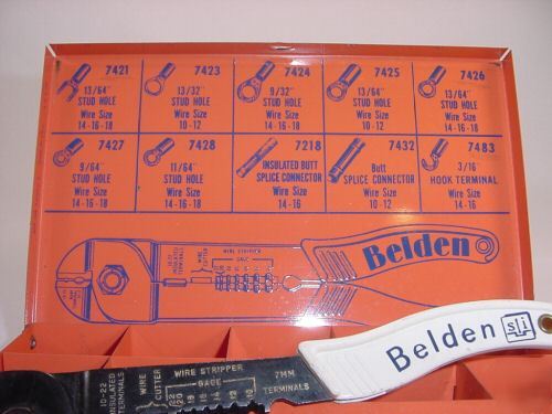 Vintage belden wire strippers with metal box