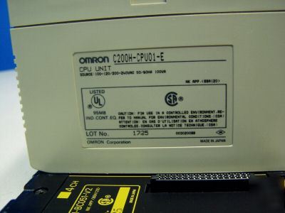Omron programmable cpu unit C200H-CPU01-e w/ rack