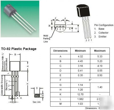 20 x BC182L TO92 60V npn general purpose transistor 