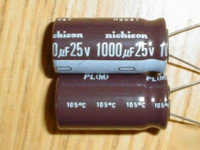 100 nichicon 25V 1000UF radial capacitors low esr 105C