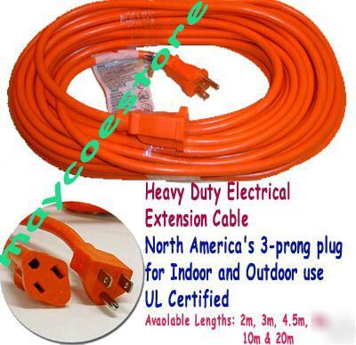 20 meter 65 ft power electrical extension cord 3 prong