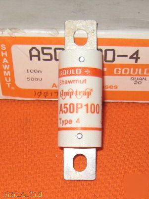 New gould shawmut A50P100-4 fuse amp-trap 100 a A50P