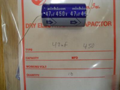 New 25 pcs nichicon 450V 47UF axial capacitors 