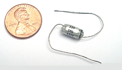 Polystyrene capacitor 220PF 500V 5% axial (50)