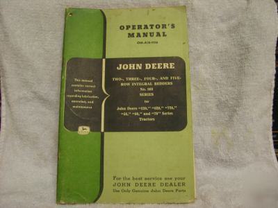 Operators manual john deere no. 860 series implements