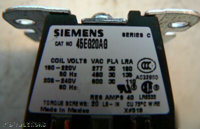 New siemens 45EG20AJ definite purpose contactor w coil 