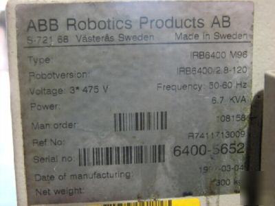 Abb irb 6400 2.8-120 6 axis cnc robot 