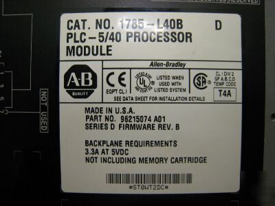 New allen bradley ab 1785 L40B plc 5/40 processor 