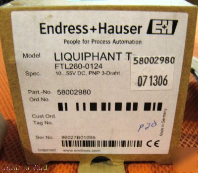 New endress hauser liquiphant level limit switch FTL260
