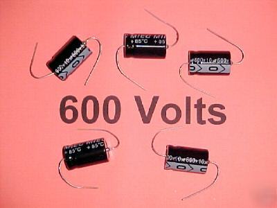 10UF at 600V axial electrolytic capacitors : quantity=5