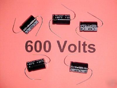 10UF at 600V axial electrolytic capacitors : quantity=5
