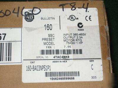 Allen bradley 160 variable speed drive 160-BA03NPS1P1