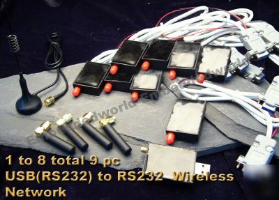 1 to 8 usb to RS232 wireless transceiver 1MILE range