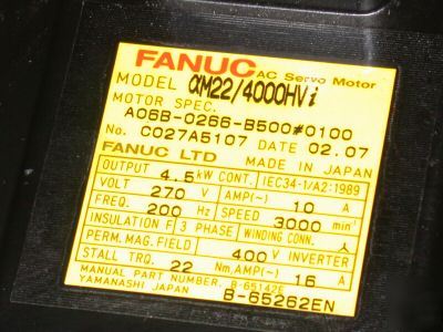 Very nice ge fanuc ac servo motor A06B-0266-B500#0100