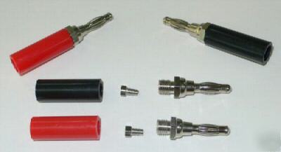 10 pcs banana plug solderless 5 pairs red & black usa