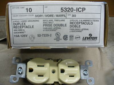 Leviton duplex receptacle 15A/125V ivory 