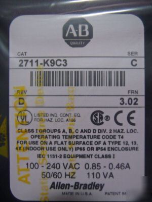 New allen bradley panelview 2711-K9C3 c 2711K9C3 