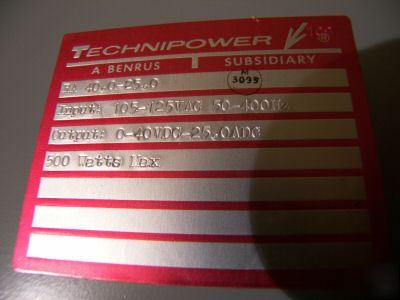 New benrus technipower dc rectifier power supply in box