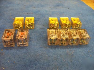 Lot of 11 omron & idec relays 10A 2 pole double throw 