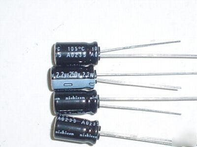 New 200 nichicon 250V 2.2UF hi temp radial capacitors 