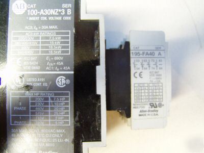 Allen bradley contactor m/n: 100-A30NZ*3 - used