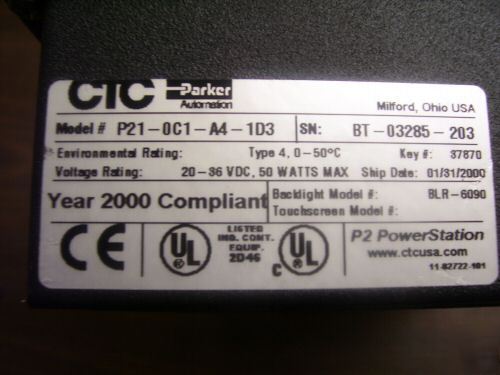Ctc parker automation P2 power station P21-0C1-A4-1D3