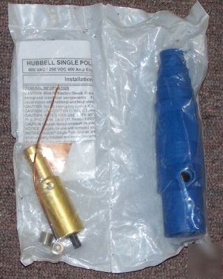 Hubbell single pole plug - male blue- HBL400MBL