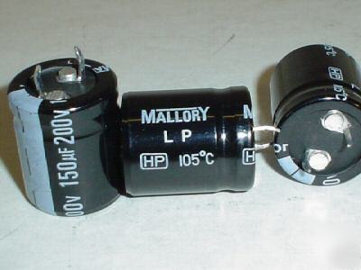 New 10 mallory lp series 200V 150UF snap in capacitors 