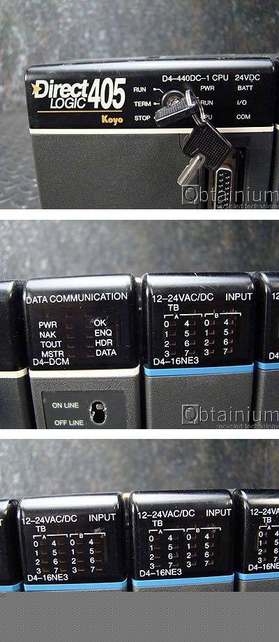 Koyo direct logic 405 D4-440DC-1 cpu 24VDC w/7 modules