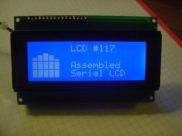 Serial lcd kit #117 - blue lcd - assembled (9600 baud)