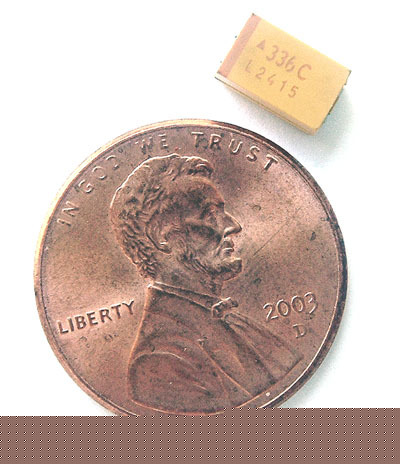 Surface mount tantalum capacitors ~ 33UF 16V d case (25
