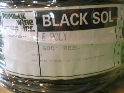 500' ft roll spool #6 solid copper insulated wire rohs