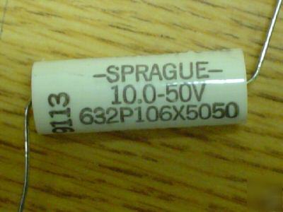 New 10 pcs sprague 10UF 50V axial mylar capacitor 