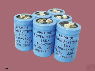 Capacitor, sprague 36DX 1400UF 75V electrolytic