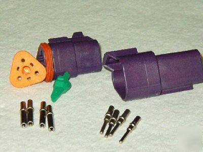 Purple deutsch 3 pin dt connector kit, 18-16 awg